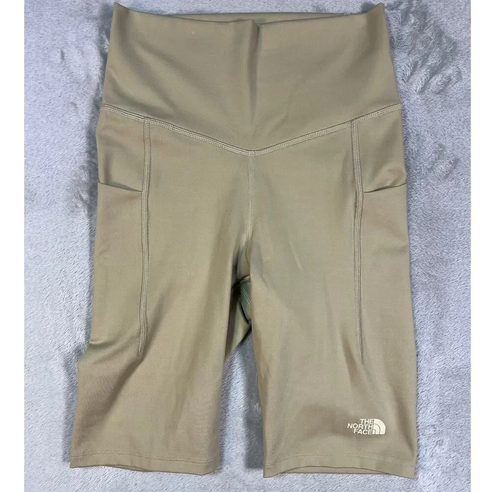 The North Face Khaki Shorts Biker Womens Small Hiking Activewear Athleisure - Picture 3 of 6